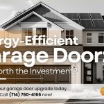 Modern home with insulated garage door for energy savings and efficiency