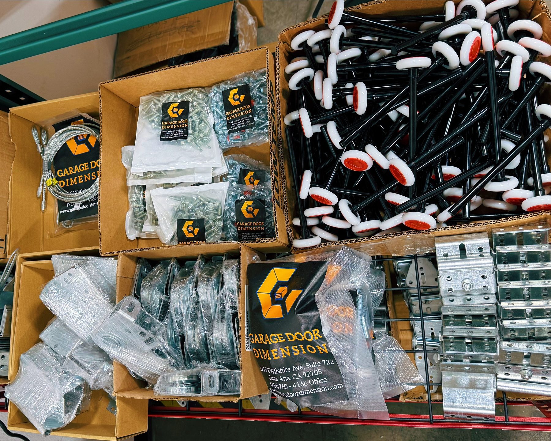 Garage door parts and supplies in Garage Door Dimension's warehouse