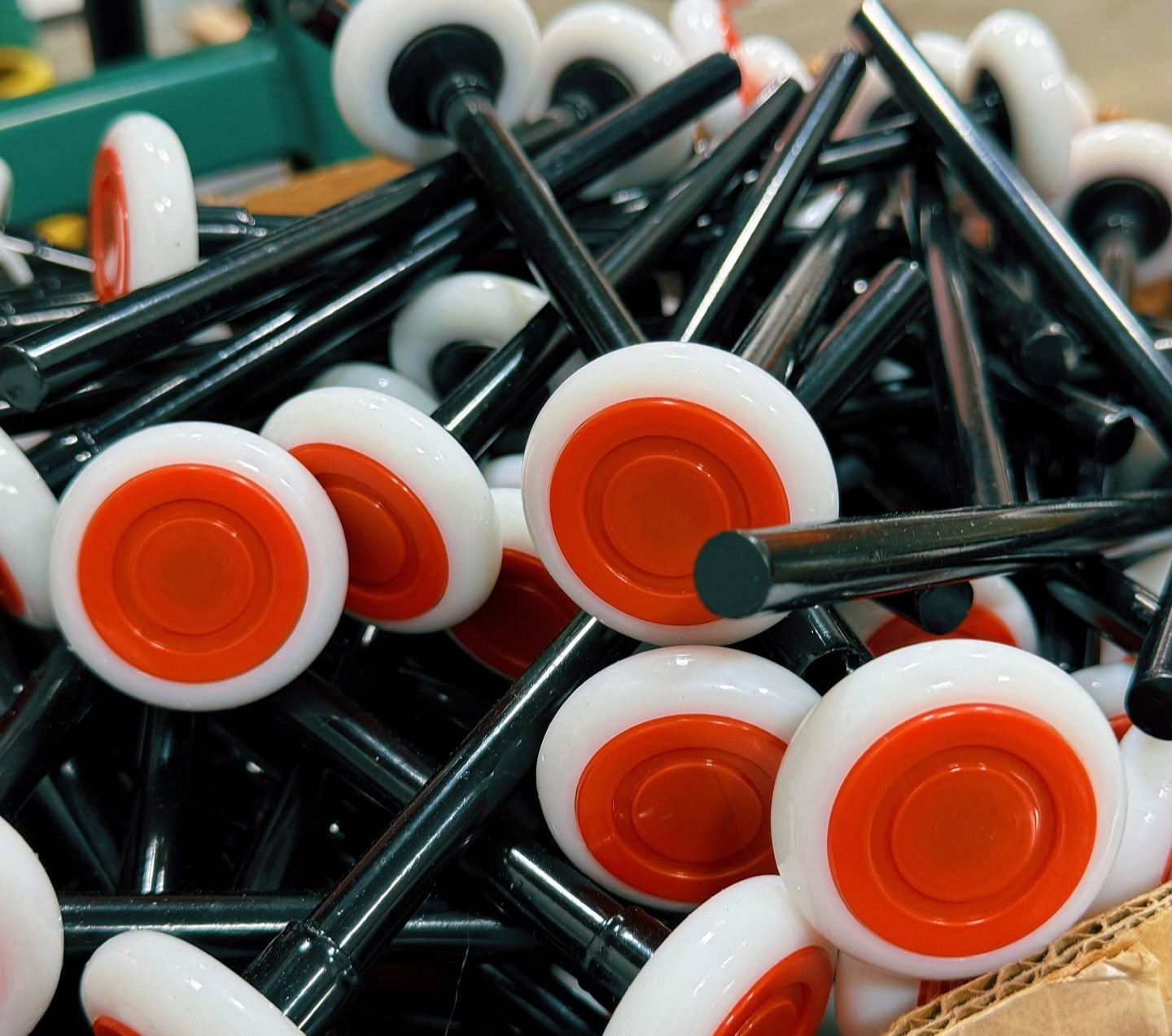 A box of garage door rollers in Santa Ana