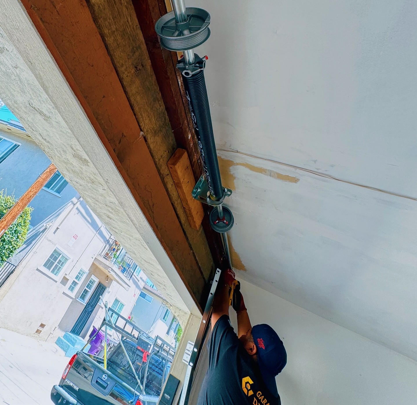 A garage door spring repair in Orange County