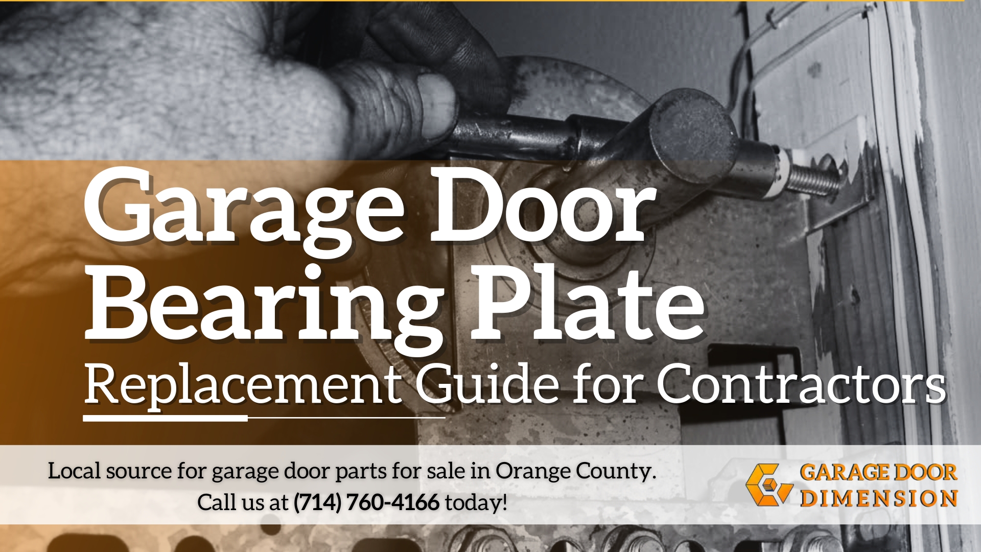 Garage door bearing plate replacement guide for contractors, featuring a close-up of a hand adjusting a bearing plate mechanism, emphasizing garage door maintenance and repair services.