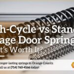 High cycle vs standard springs comparison showing two garage door springs with different durability and lifespan