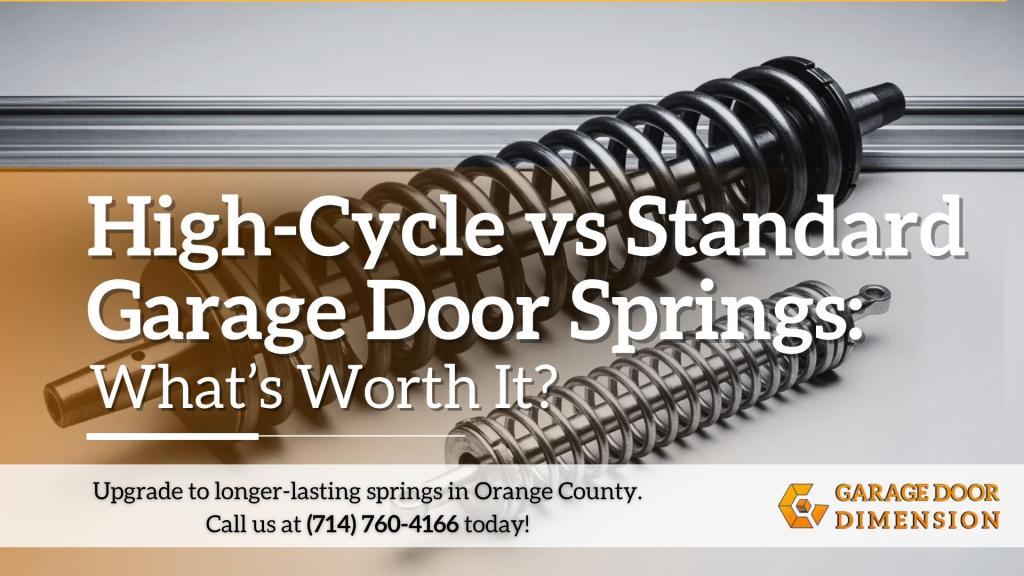 High cycle vs standard springs comparison showing two garage door springs with different durability and lifespan