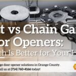 belt-vs-chain-opener-santa-ana Belt vs chain opener comparison showing garage door opener drive systems for residential homes