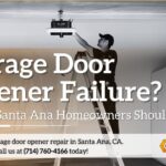 garage-door-opener-failure-santa-ana Technician performing garage door opener repair on ceiling-mounted unit, illustrating garage door opener failure solutions for Santa Ana homeowners