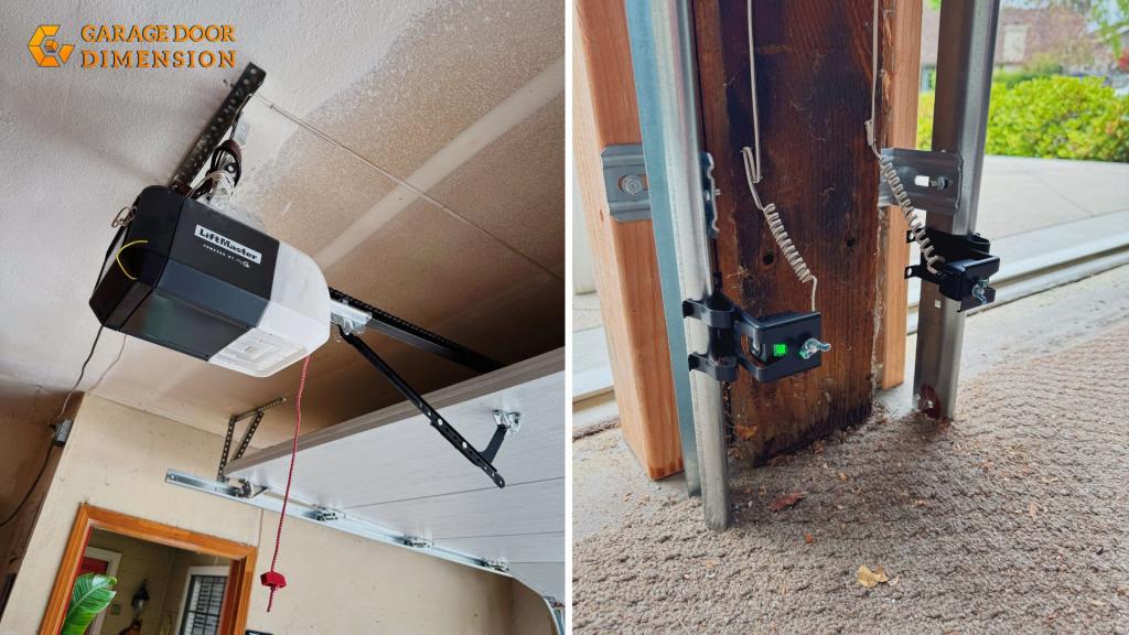 LiftMaster garage door opener with aligned safety sensors