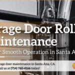 Garage door roller maintenance service in Santa Ana showing lubricant applied to garage door track hardware