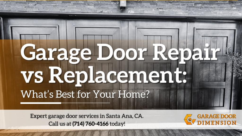 Garage door repair vs replacement guide showing a wood garage door for Santa Ana homeowners