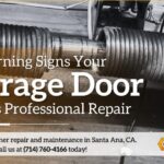 Close-up of a garage door torsion spring for a guide on warning signs that a garage door may need professional repair in Santa Ana