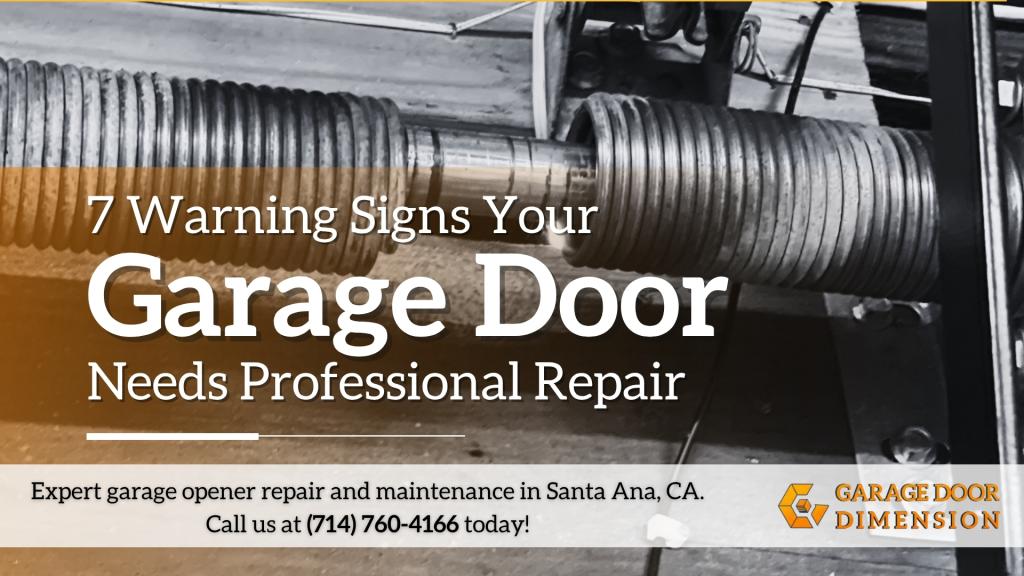 Close-up of a garage door torsion spring for a guide on warning signs that a garage door may need professional repair in Santa Ana