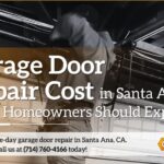 Garage door repair cost in Santa Ana guide showing a technician inspecting a garage door system and helping homeowners understand repair pricing expectations