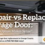 Garage door repair vs replacement guide featuring an open residential garage door in Orange County