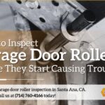 Garage door roller inspection guide by Garage Door Dimension showing how to inspect rollers for signs of wear before they cause garage door problems