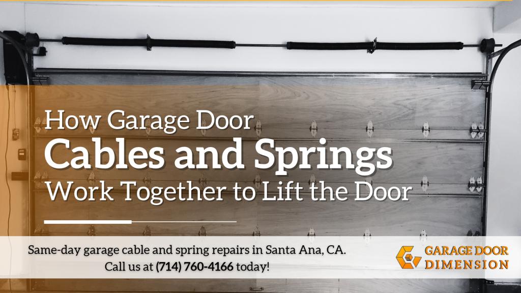Garage door cables and springs working together to lift a sectional garage door